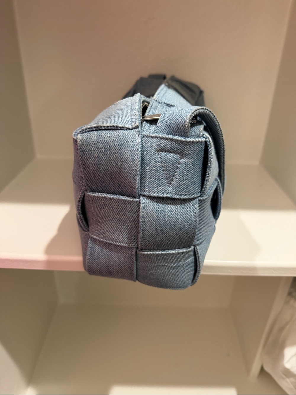 Bottega Venetta Brick Cassette Shoulder Bag Maxi Intrecciato Denim - Picture 3 of 7